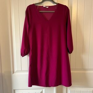 Elegant Magenta V-Neck Women's dress